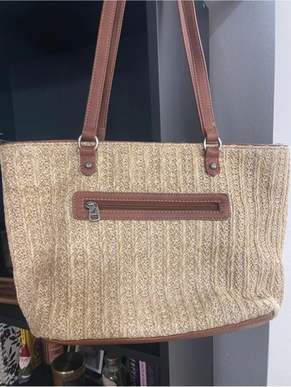 Sakroots Straw Tote with Multicolor Sunflower Embroidery Charm included